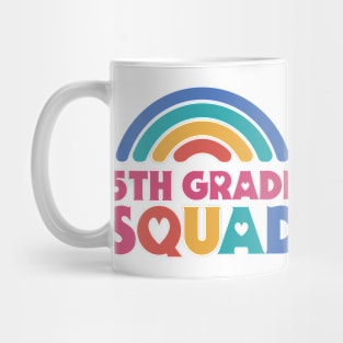 Cute School Teacher 5th Grade Squad with Retro Rainbow and Hearts Mug